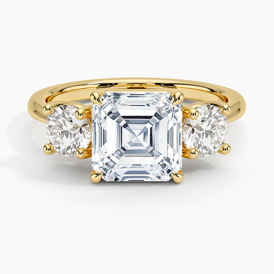 Luxe Selene Three Stone Diamond Ring (2/3 ct. tw.) - Asscher Cut Center Stone