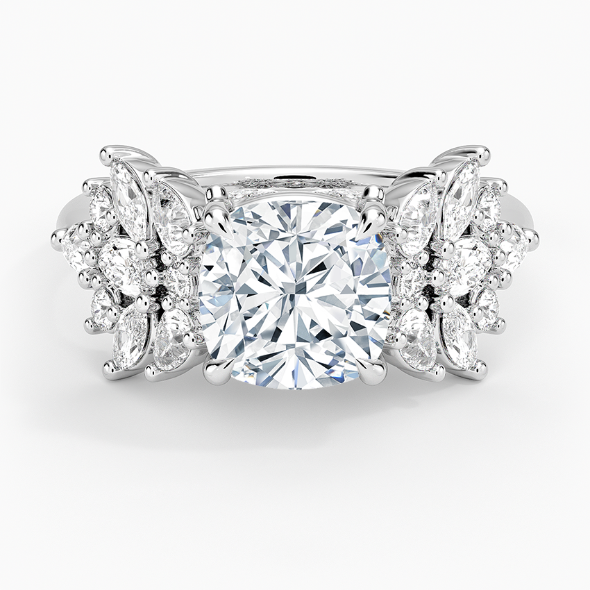 Grand Nadia Diamond Ring - Cushion Cut Center Stone