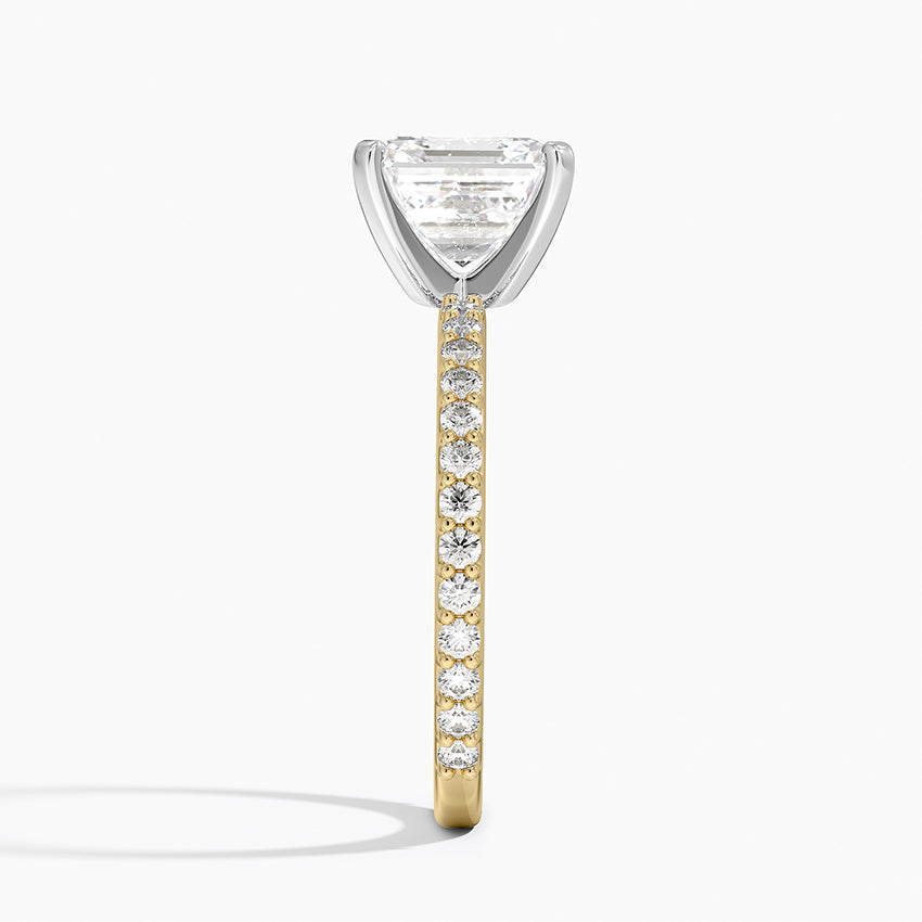 Petite Shared Prong Three-Quarter Coverage Diamond Ring (1/3 ct. tw.) - Asscher Cut Center Stone