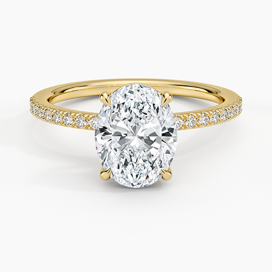 Perfect Fit Half Coverage Diamond Ring - Oval Cut Center Stone