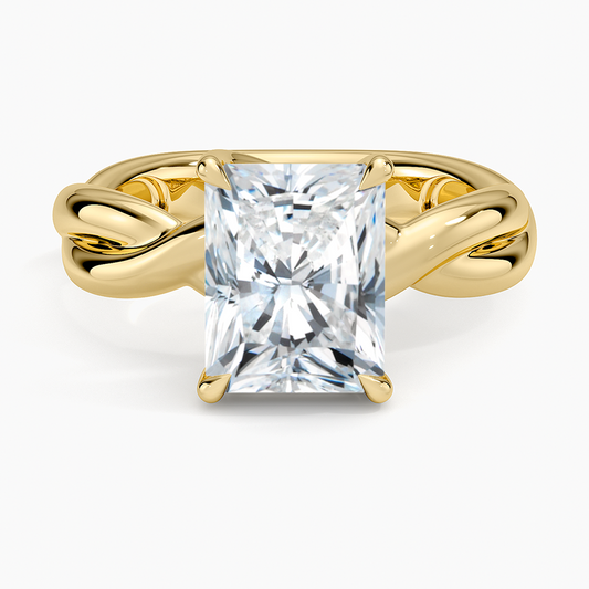 Hazel Twist Solitaire Diamond Ring - Radiant Cut Center Stone