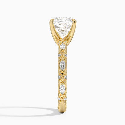 Celestia Milgrain Diamond Ring (1/4 ct. tw.) - Cushion Cut Center Stone
