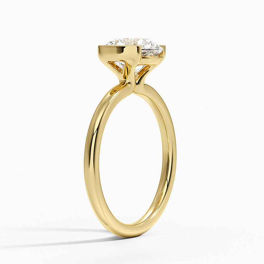 Annika Semi-Bezel Solitaire Ring - Round Cut Center Stone