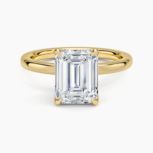 2mm Petite Elodie Perfect Fit Solitaire Ring - Emerald Cut Center Stone