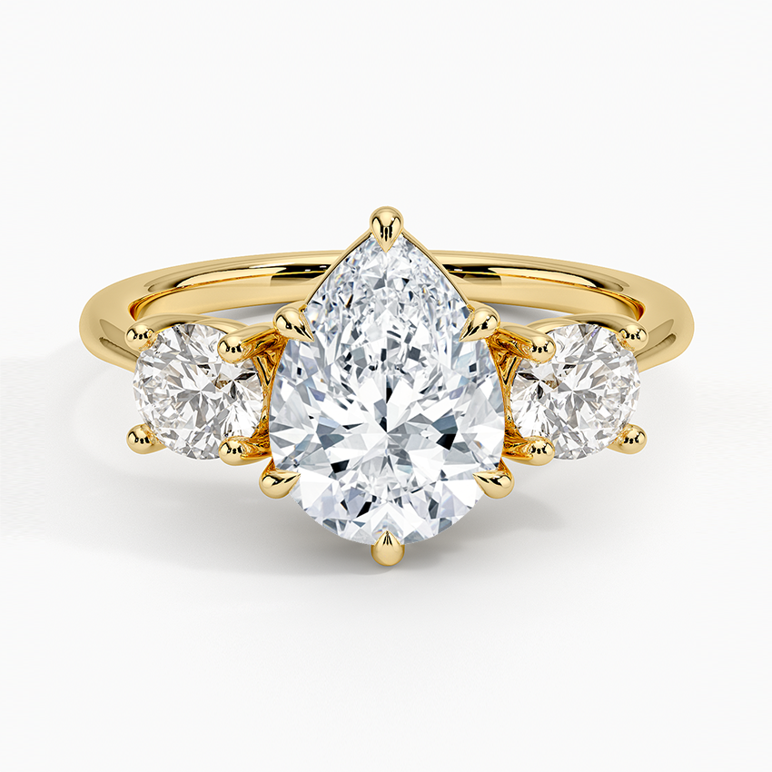 Luxe Selene Three Stone Diamond Ring (2/3 ct. tw.) - Pear Center Stone