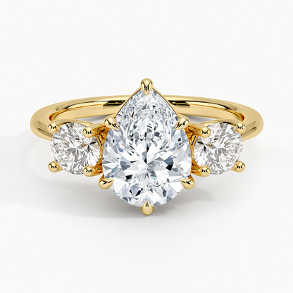Luxe Selene Three Stone Diamond Ring (2/3 ct. tw.) - Pear Center Stone