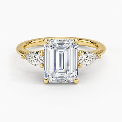 Adorned Opera Three Stone Diamond Ring (1/2 ct. tw.) - Emerald Cut Center Stone
