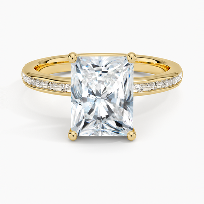 Tabitha Channel Set Baguette Diamond Ring - Radiant Cut Center Stone