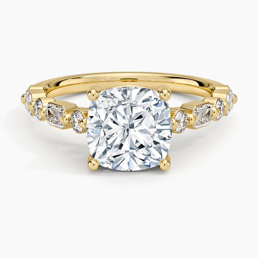 Kensington Half Coverage Diamond Ring (1/2 ct. tw.) - Cushion Cut Center Stone