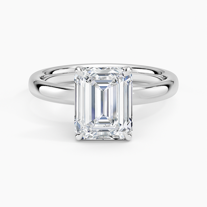 Elodie 2.5mm Solitaire Ring - Emerald Cut Center Stone