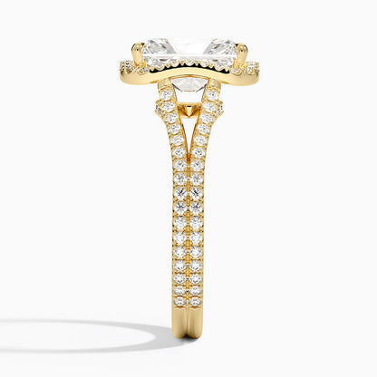 Fortuna Halo Diamond Ring (1/2 ct. tw.) - Radiant Cut Center Stone