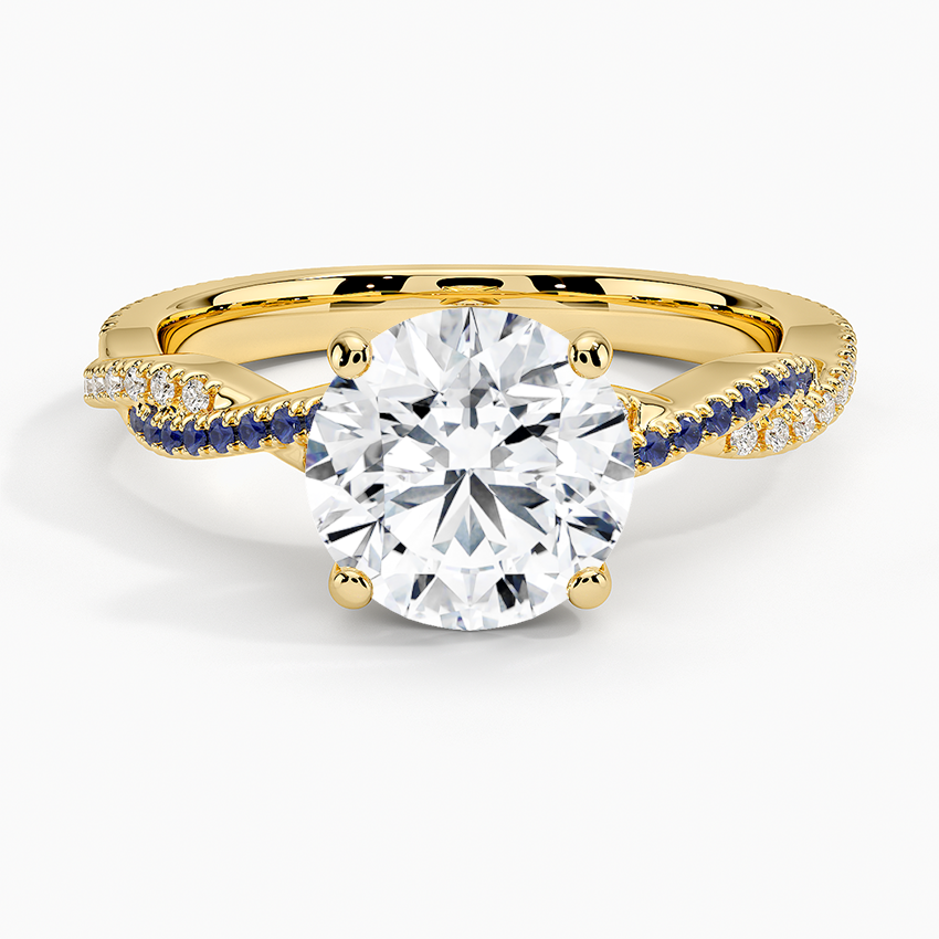 Petite Luxe Twisted Vine Sapphire and Diamond Ring (1/8 ct. tw.) - Round Cut Center Stone