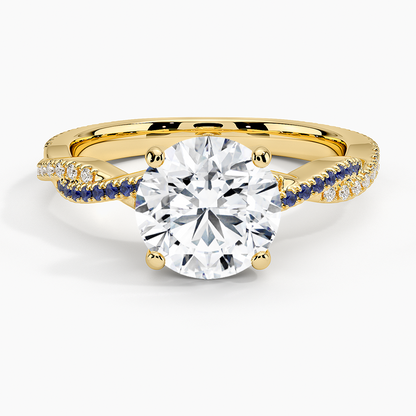 Petite Luxe Twisted Vine Sapphire and Diamond Ring (1/8 ct. tw.) - Round Cut Center Stone