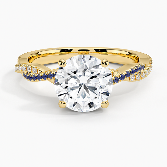 Petite Luxe Twisted Vine Sapphire and Diamond Ring (1/8 ct. tw.) - Round Cut Center Stone