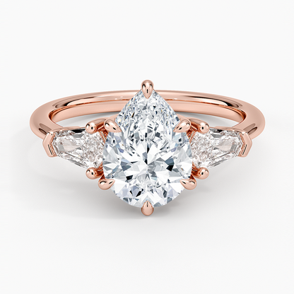 Shield Cut Three Stone Diamond Ring (1/2 ct. tw.) - Pear Center Stone