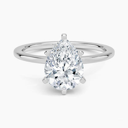 Six-Prong Petite Comfort Fit 1.5mm Solitaire Ring - Pear Center Stone
