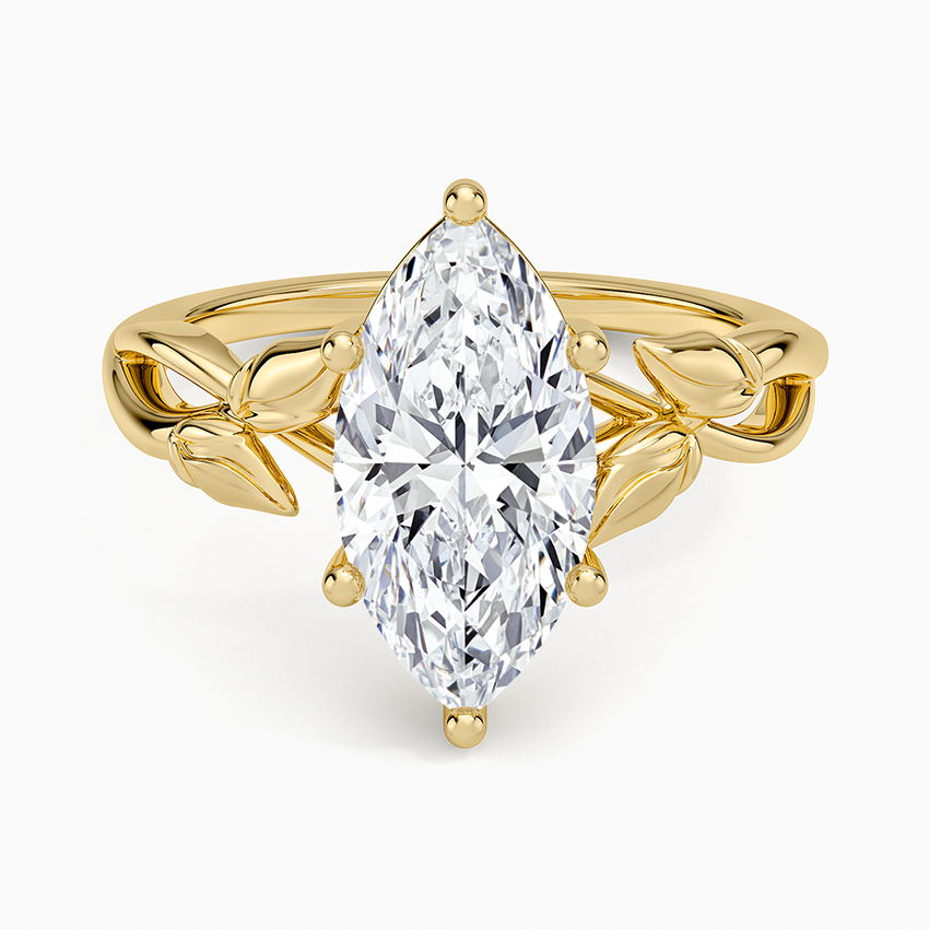 Budding Willow Solitaire Ring - Marquise Center Stone
