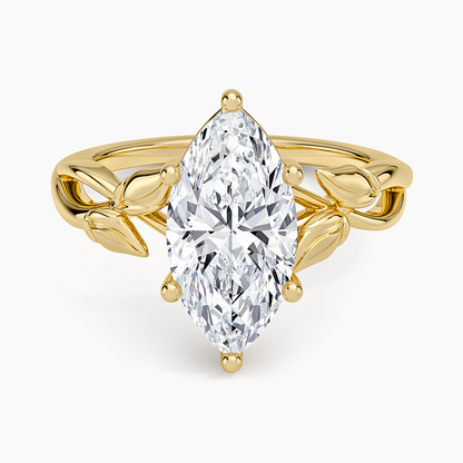 Budding Willow Solitaire Ring - Marquise Center Stone