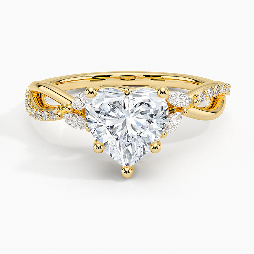 Petite Twisted Willow Diamond Ring - Heart Center Stone