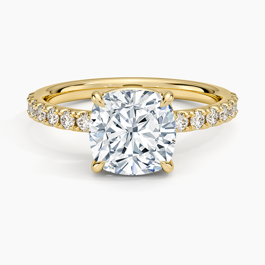 Dara Low-Profile Diamond Ring - Cushion Cut Center Stone