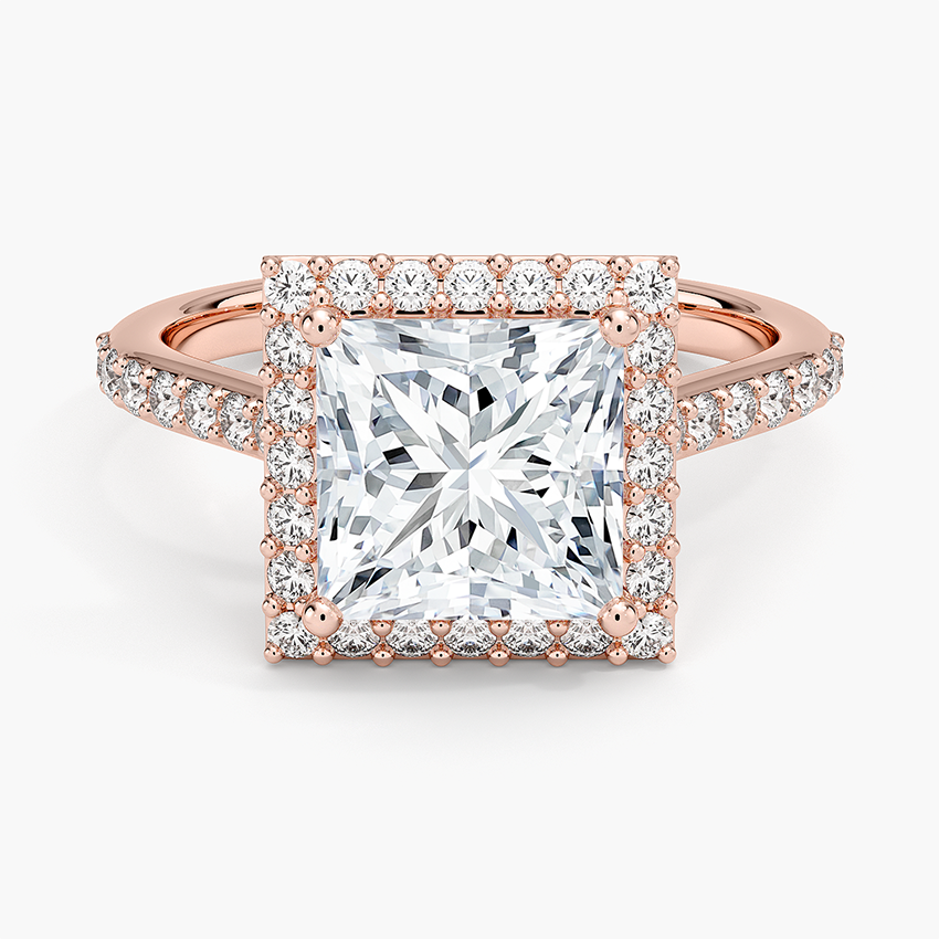 Halo Diamond Ring with Side Stones (1/3 ct. tw.) - Princess Cut Center Stone
