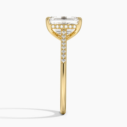 Lissome Half Coverage Diamond Ring - Emerald Cut Center Stone