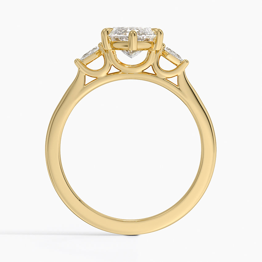 Petite Cometa Perfect Fit Three Stone Diamond Ring - Marquise Center Stone