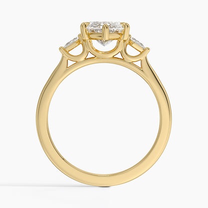 Petite Cometa Perfect Fit Three Stone Diamond Ring - Marquise Center Stone
