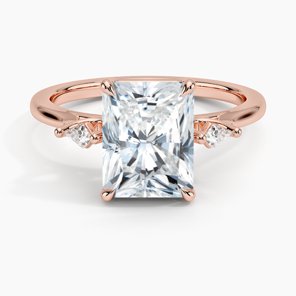 Petite Cometa Perfect Fit Three Stone Diamond Ring - Radiant Cut Center Stone