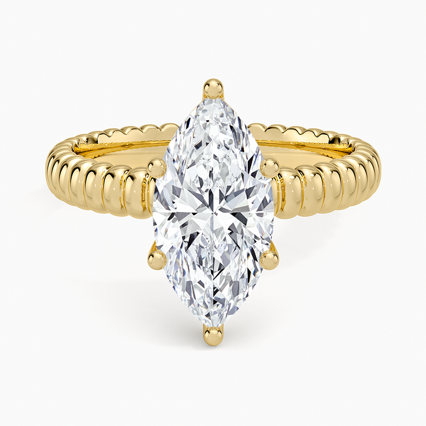 Petra Textured Solitaire Ring - Marquise Center Stone