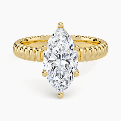 Petra Textured Solitaire Ring - Marquise Center Stone