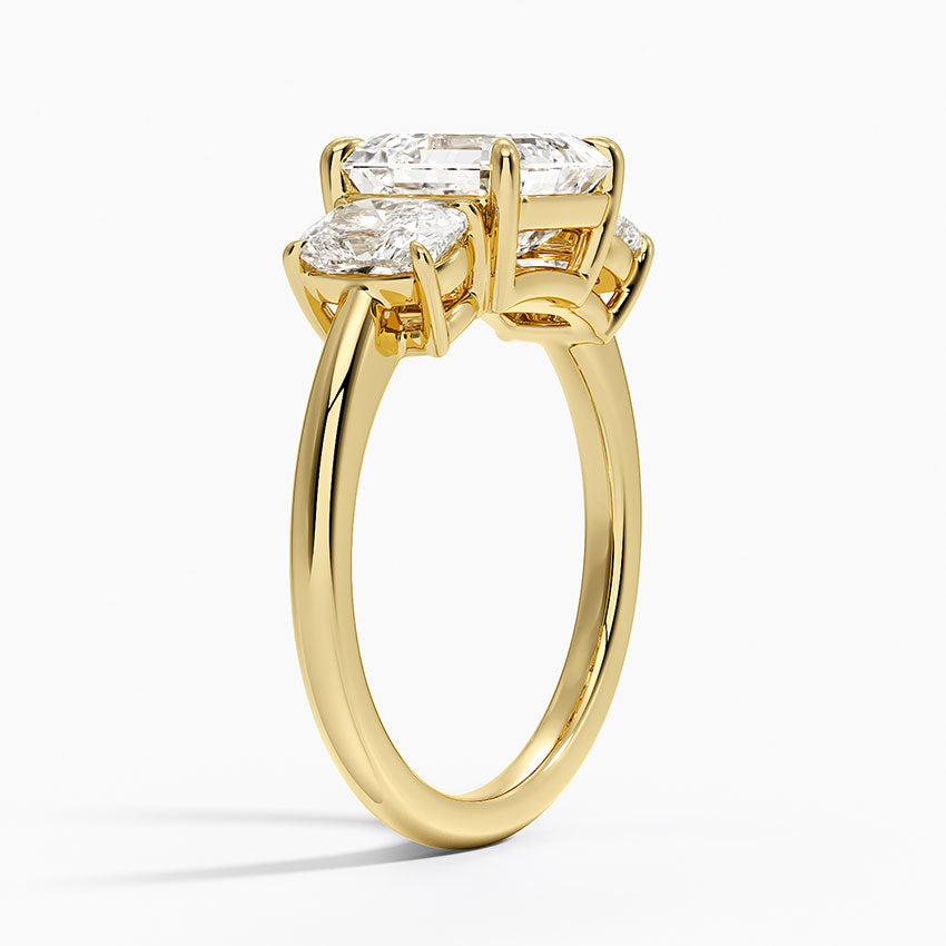 Luxe Faye Elongated Cushion Three Stone Diamond Ring (1 ct. tw.) - Asscher Cut Center Stone