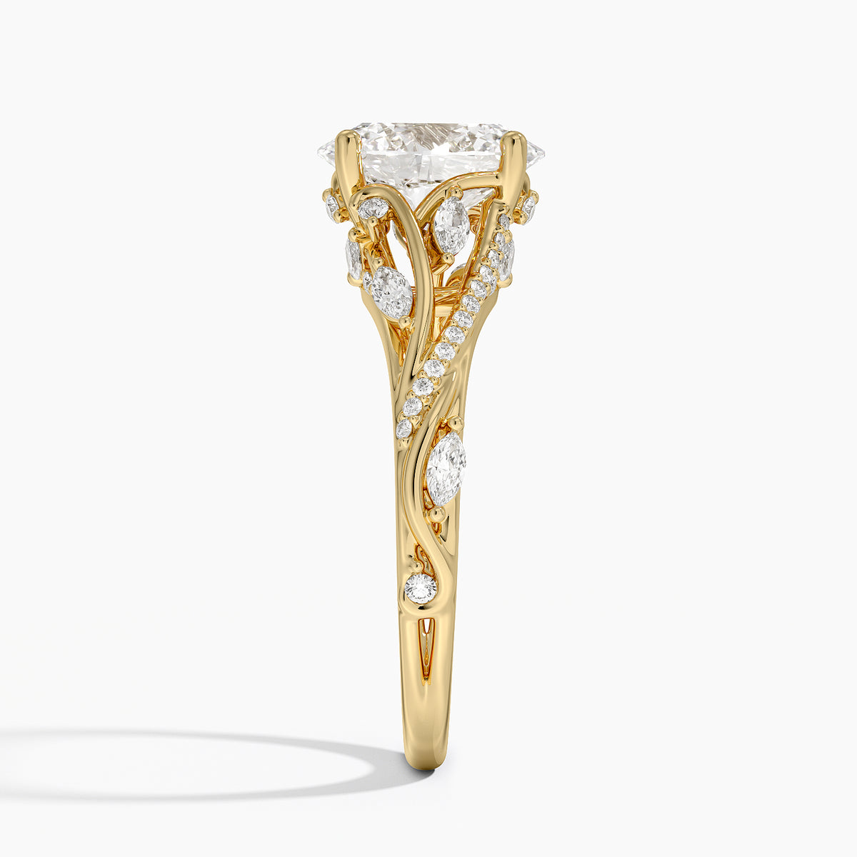 Begonia Vine Diamond Ring (1/2 ct. tw.) - Oval Center Stone