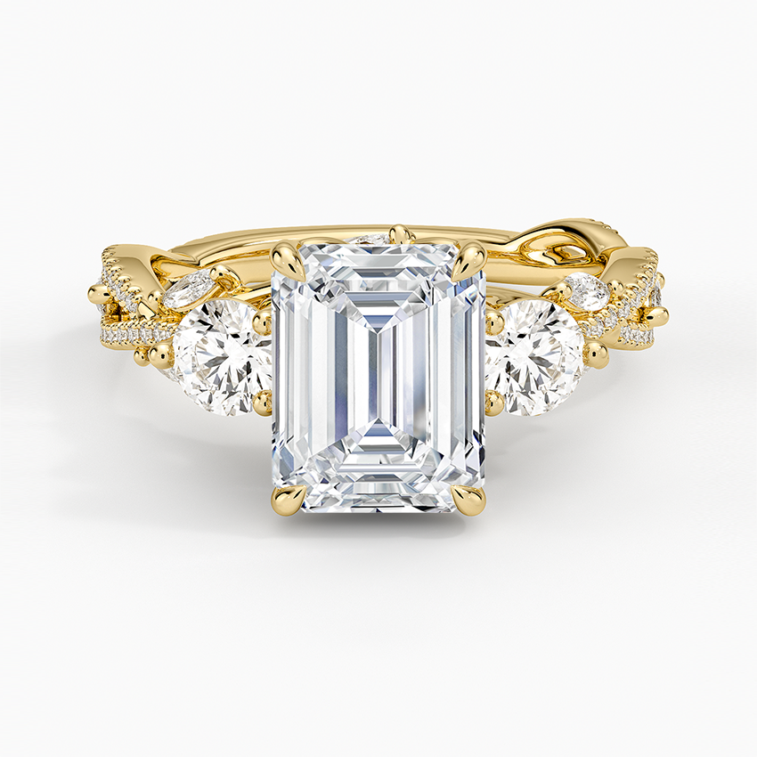 Luxe Secret Garden Three Stone Diamond Ring (1 ct. tw.) - Emerald Cut Center Stone