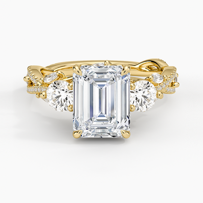Luxe Secret Garden Three Stone Diamond Ring (1 ct. tw.) - Emerald Cut Center Stone
