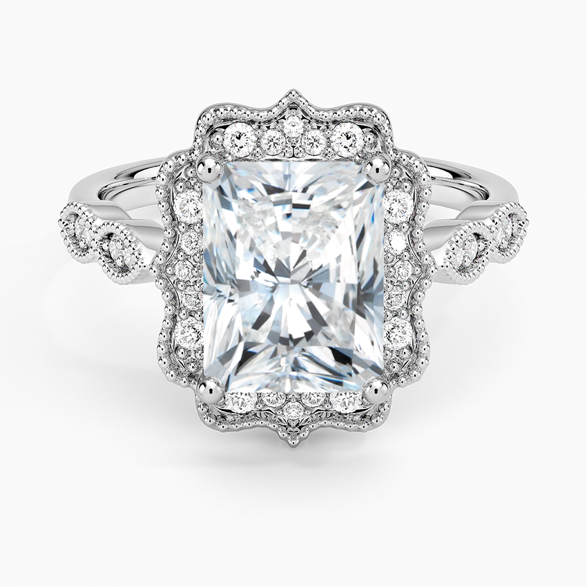 Cadenza Halo Diamond Ring - Radiant Cut Center Stone