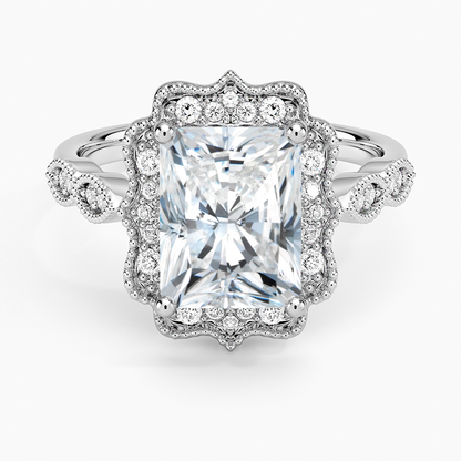 Cadenza Halo Diamond Ring - Radiant Cut Center Stone
