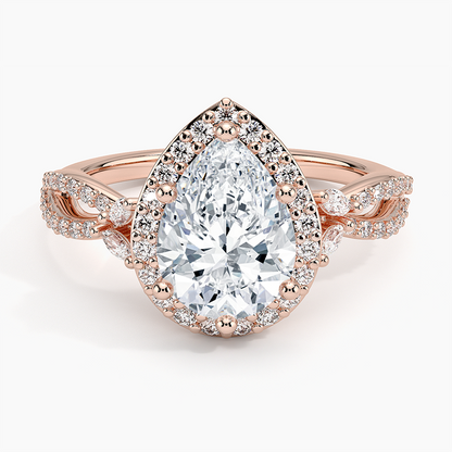 Luxe Willow Halo Diamond Ring (2/5 ct. tw.) - Pear Center Stone