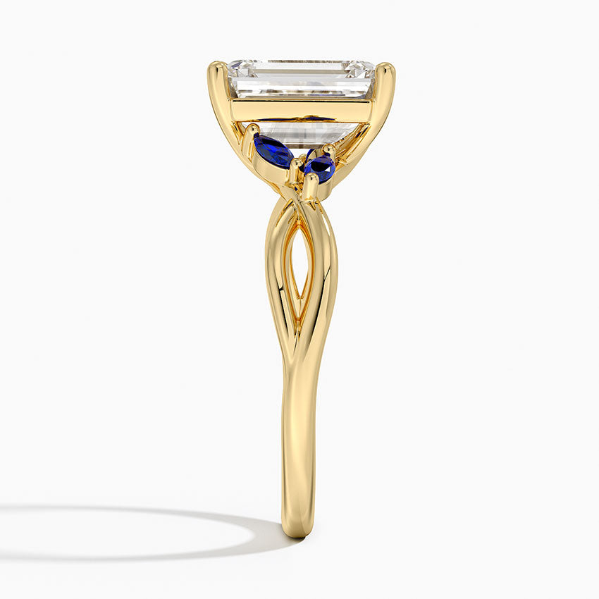 Willow Ring With Sapphire Accents - Emerald Cut Center Stone