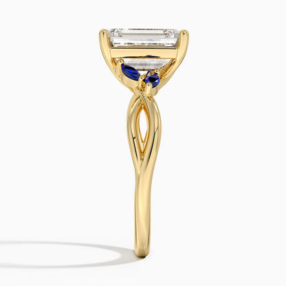 Willow Ring With Sapphire Accents - Emerald Cut Center Stone