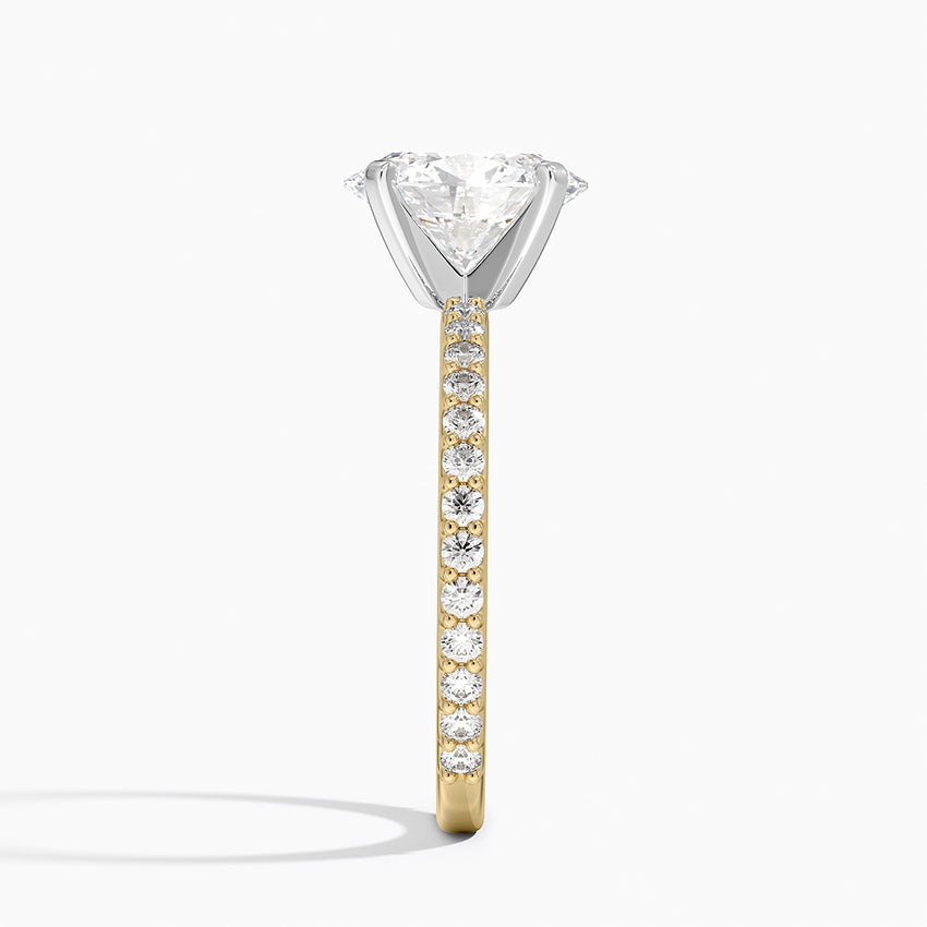 Petite Shared Prong Three-Quarter Coverage Diamond Ring (1/3 ct. tw.) - Oval Center Stone