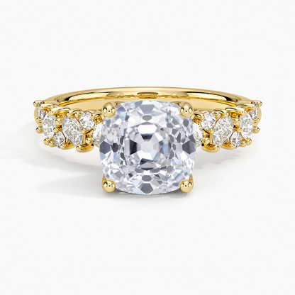 Olivetta Diamond Ring - Old Mine Cut Center Stone