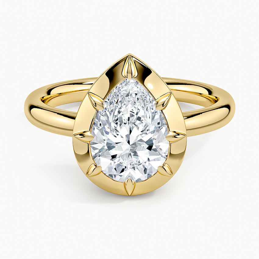 Harper Bezel Prong Solitaire Ring - Pear Center Stone