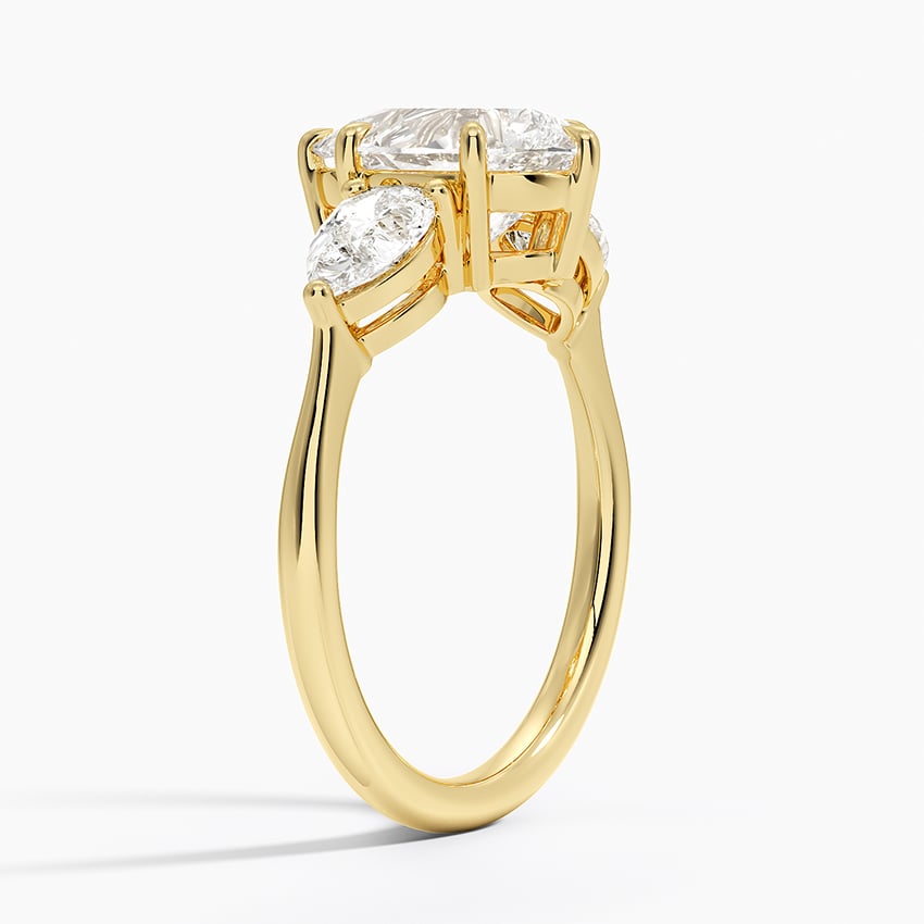 Luxe Opera Three Stone Diamond Ring - Pear Center Stone