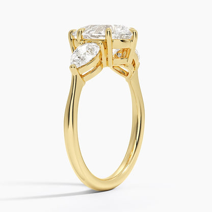 Luxe Opera Three Stone Diamond Ring - Pear Center Stone