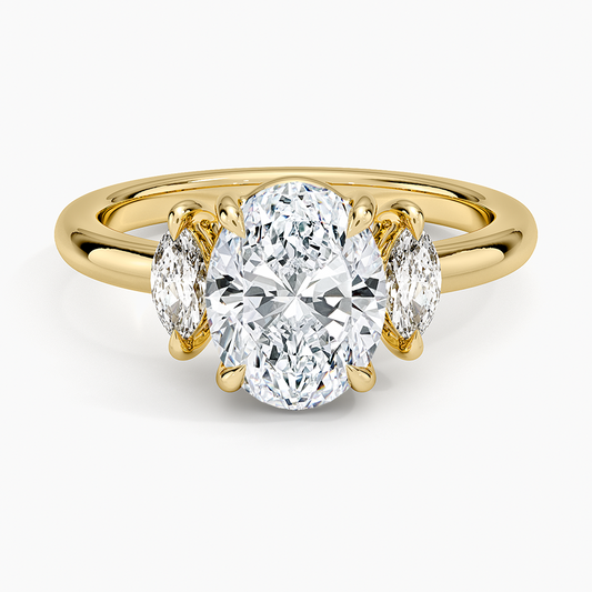Sasha Three Stone Marquise Diamond Ring (1/3 ct. tw.) - Oval Center Stone