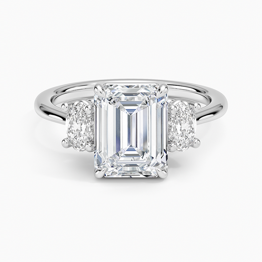 Oval-Cut Three Stone Diamond Ring (1/2 ct. tw.) - Emerald Cut Center Stone