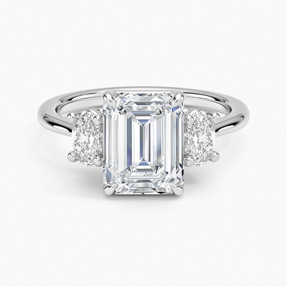 Oval-Cut Three Stone Diamond Ring (1/2 ct. tw.) - Emerald Cut Center Stone