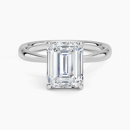 Freesia 2.7mm Solitaire Ring - Emerald Cut Center Stone