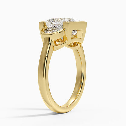 Half Moon Three Stone Bezel Diamond Ring (1/2 ct. tw.) - Princess Cut Center Stone